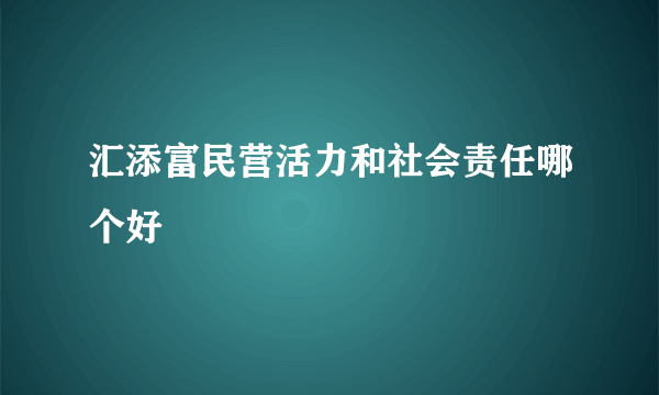 汇添富民营活力和社会责任哪个好