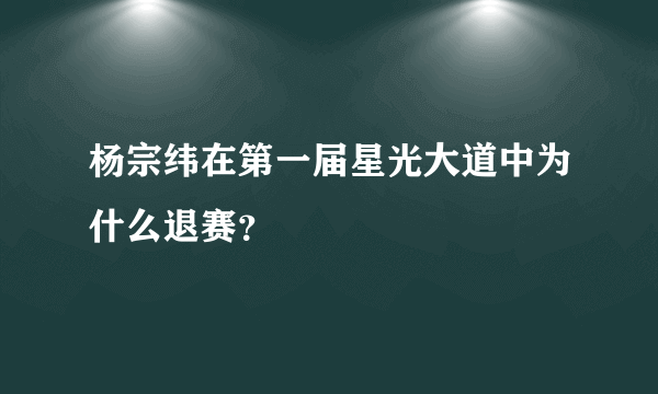 杨宗纬在第一届星光大道中为什么退赛？