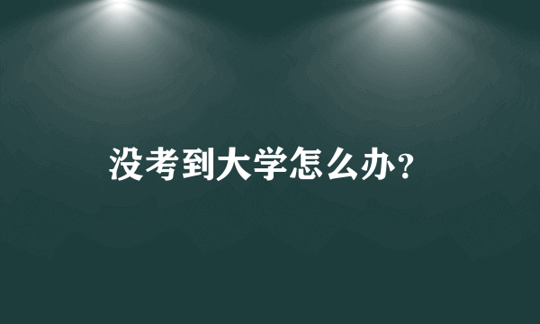 没考到大学怎么办？