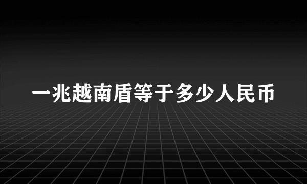 一兆越南盾等于多少人民币