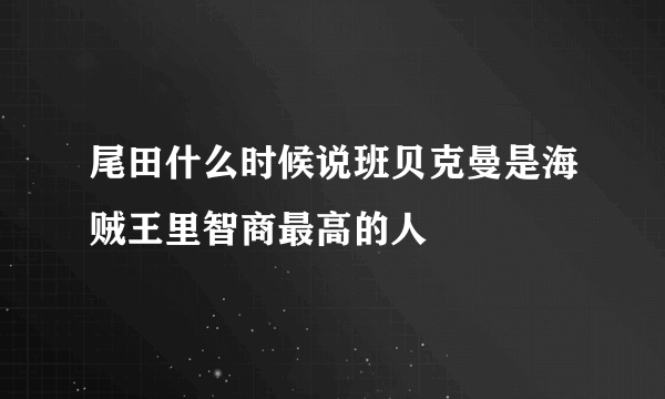 尾田什么时候说班贝克曼是海贼王里智商最高的人