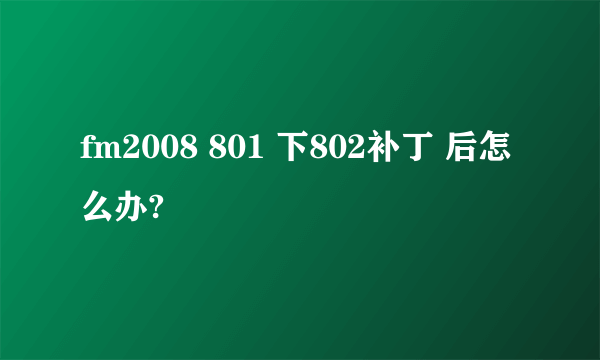 fm2008 801 下802补丁 后怎么办?