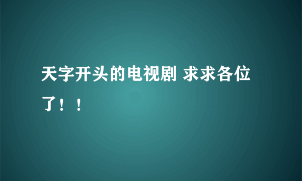 天字开头的电视剧 求求各位了！！