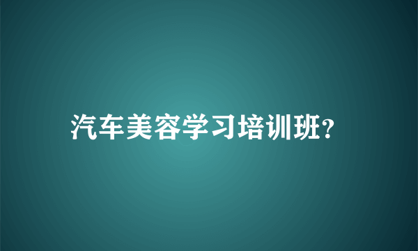 汽车美容学习培训班？