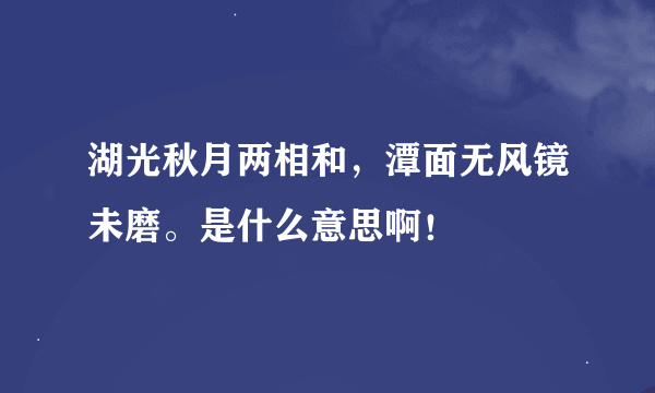 湖光秋月两相和，潭面无风镜未磨。是什么意思啊！