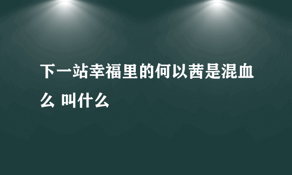 下一站幸福里的何以茜是混血么 叫什么