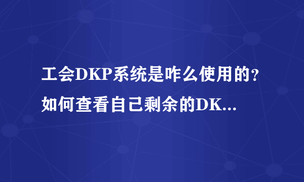 工会DKP系统是咋么使用的？如何查看自己剩余的DKP积分？