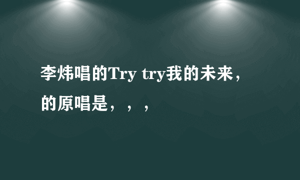 李炜唱的Try try我的未来，的原唱是，，，