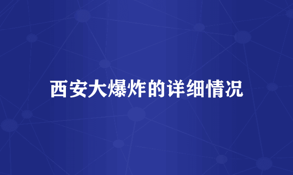 西安大爆炸的详细情况