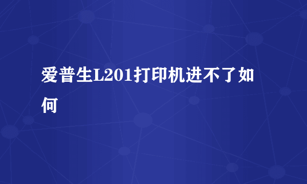 爱普生L201打印机进不了如何