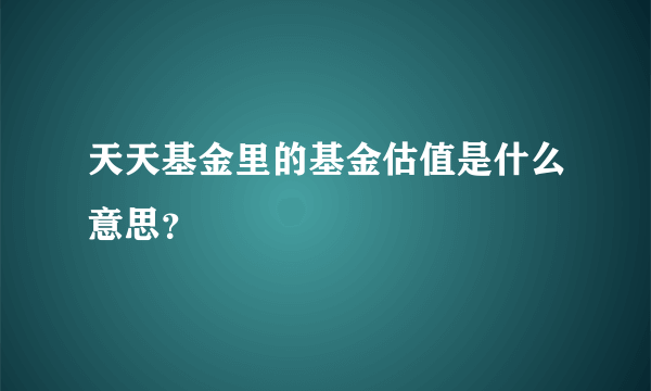 天天基金里的基金估值是什么意思？