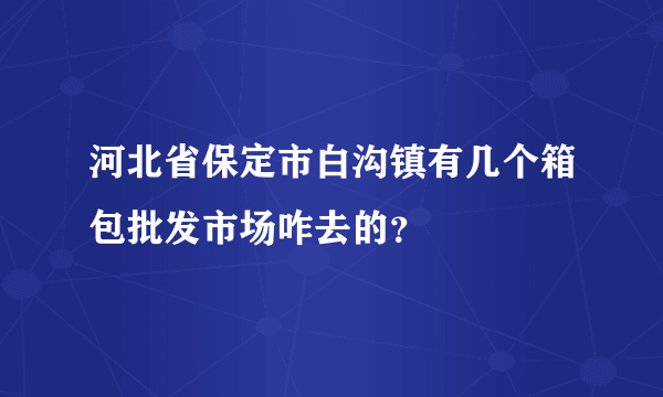 河北省保定市白沟镇有几个箱包批发市场咋去的？