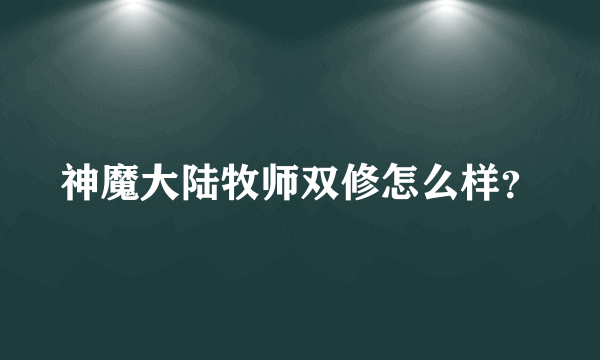 神魔大陆牧师双修怎么样？