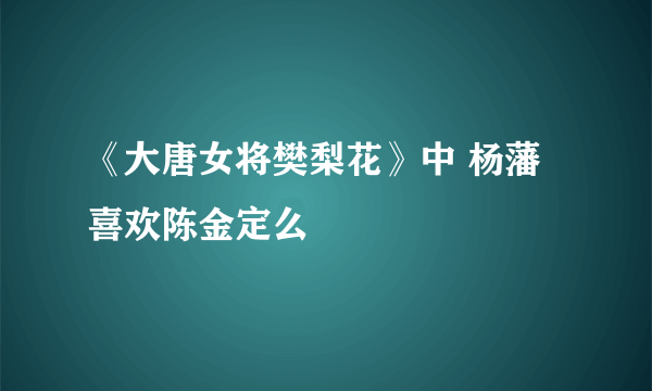 《大唐女将樊梨花》中 杨藩喜欢陈金定么