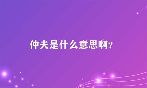 仲夫是什么意思啊？