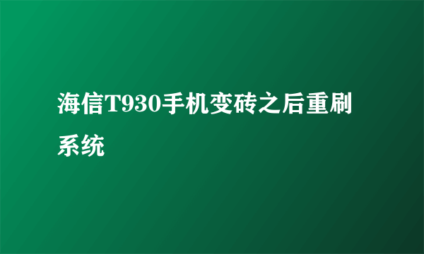 海信T930手机变砖之后重刷系统