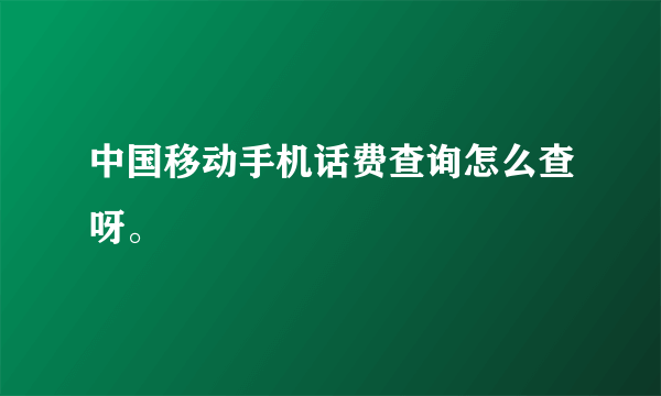 中国移动手机话费查询怎么查呀。