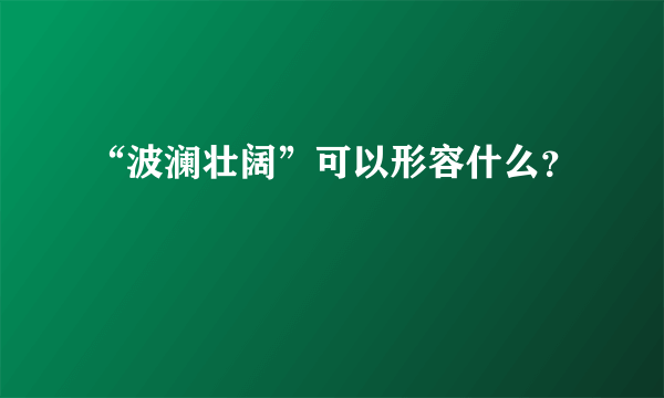 “波澜壮阔”可以形容什么？