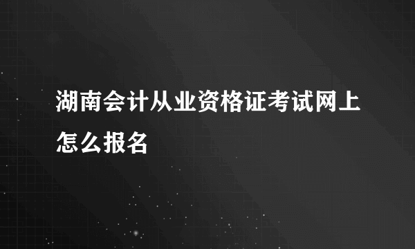 湖南会计从业资格证考试网上怎么报名