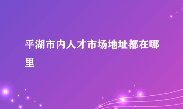 平湖市内人才市场地址都在哪里