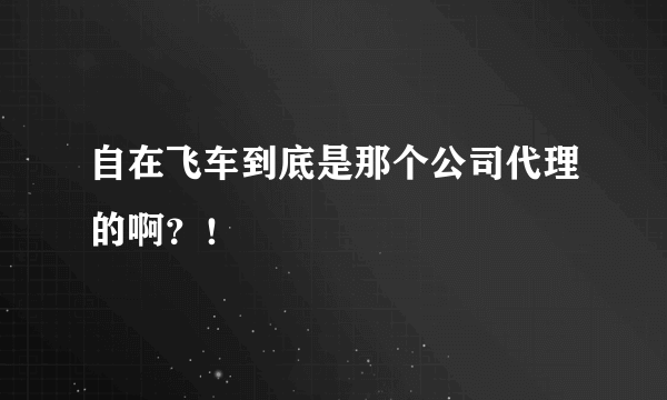 自在飞车到底是那个公司代理的啊？！