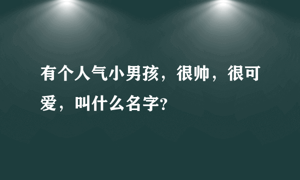 有个人气小男孩，很帅，很可爱，叫什么名字？