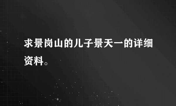 求景岗山的儿子景天一的详细资料。