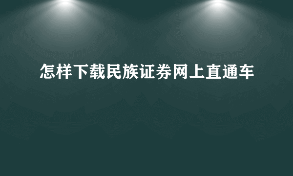 怎样下载民族证券网上直通车