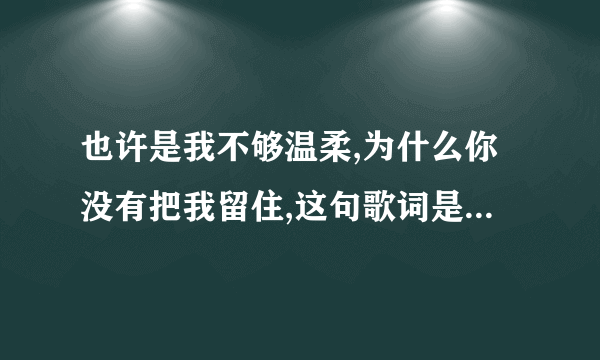 也许是我不够温柔,为什么你没有把我留住,这句歌词是出自哪首歌?