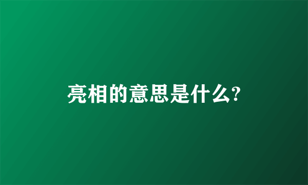 亮相的意思是什么?