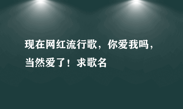 现在网红流行歌，你爱我吗，当然爱了！求歌名