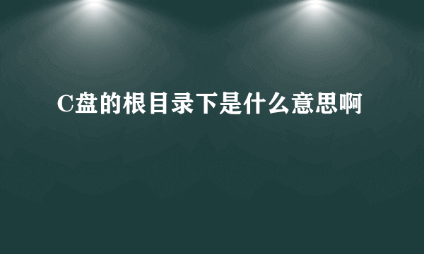 C盘的根目录下是什么意思啊