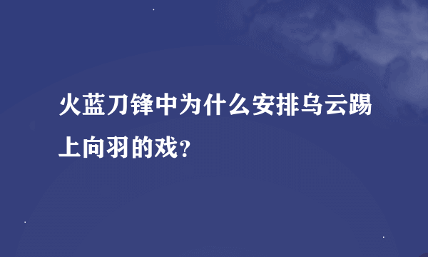 火蓝刀锋中为什么安排乌云踢上向羽的戏？