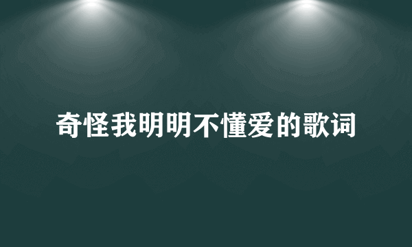 奇怪我明明不懂爱的歌词