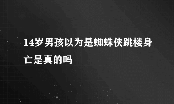 14岁男孩以为是蜘蛛侠跳楼身亡是真的吗