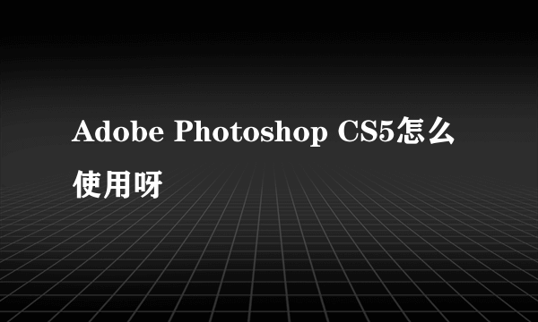 Adobe Photoshop CS5怎么使用呀