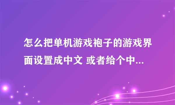 怎么把单机游戏袍子的游戏界面设置成中文 或者给个中文汉化补丁