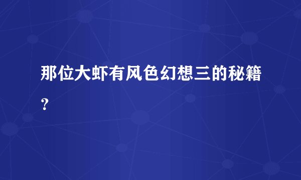 那位大虾有风色幻想三的秘籍？