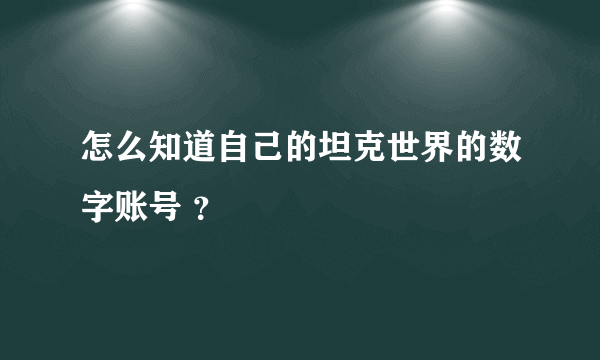 怎么知道自己的坦克世界的数字账号 ？