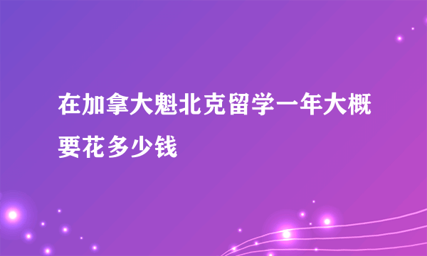 在加拿大魁北克留学一年大概要花多少钱