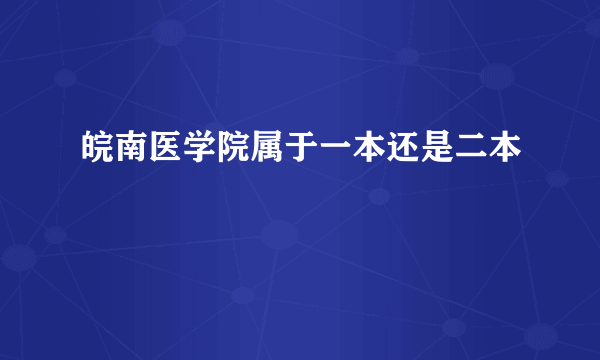 皖南医学院属于一本还是二本