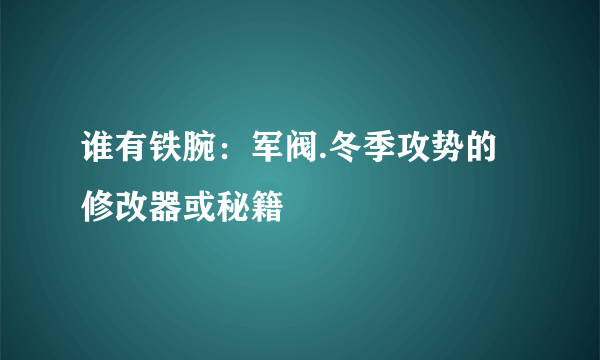 谁有铁腕：军阀.冬季攻势的修改器或秘籍