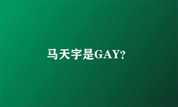 马天宇是GAY？