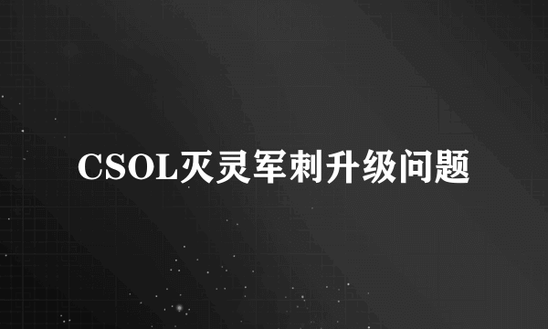 CSOL灭灵军刺升级问题