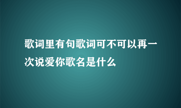 歌词里有句歌词可不可以再一次说爱你歌名是什么