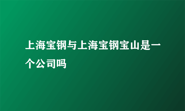 上海宝钢与上海宝钢宝山是一个公司吗