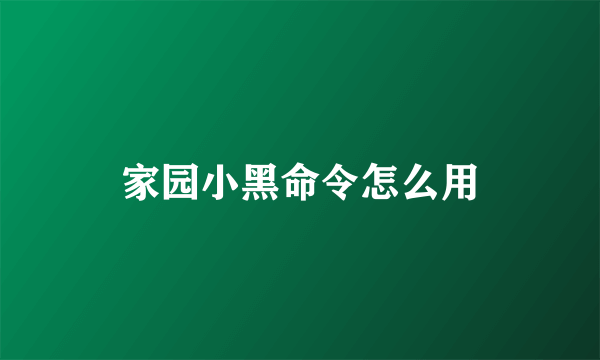 家园小黑命令怎么用