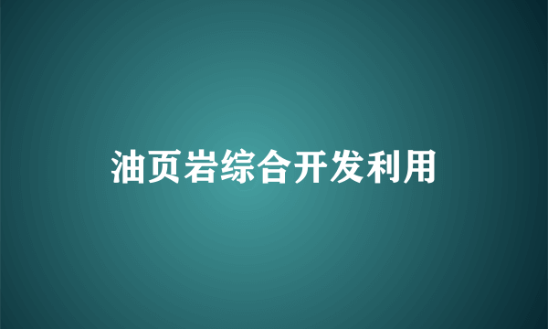 油页岩综合开发利用