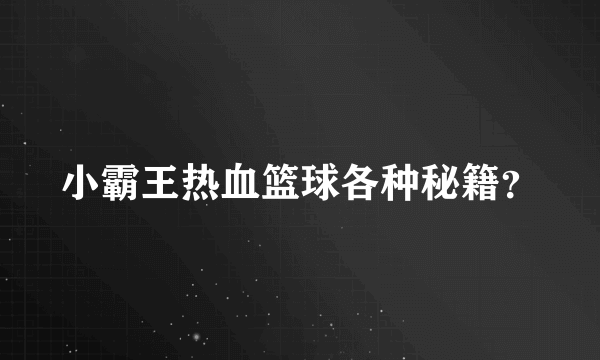 小霸王热血篮球各种秘籍？