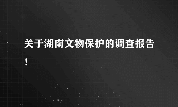 关于湖南文物保护的调查报告！